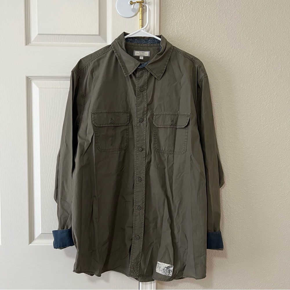 Old Navy Men’s Vintage Y2K Taupe Utility Shirt - Large